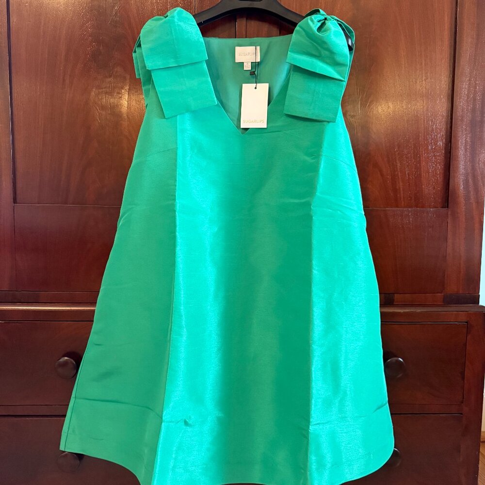 Sugarlips Green A-line Cocktail Dress with Pockets